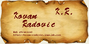 Kovan Radović vizit kartica